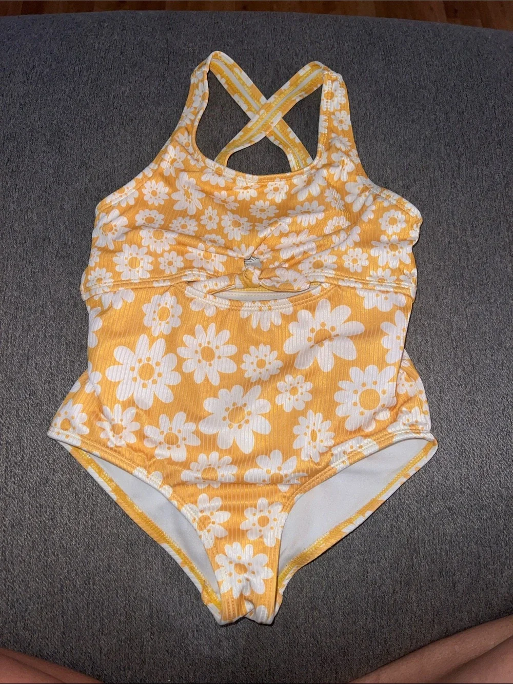 wonder nation Yellow and White Daisy One-Piece Swimsuit
